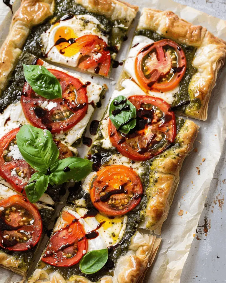 Pesto Caprese Puff Pastry Pizza