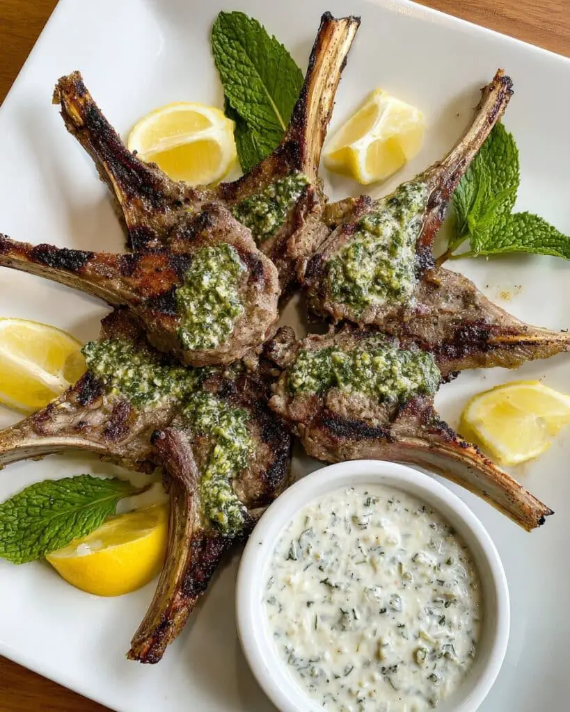 Greek Lamb Chops with Mint Yogurt Sauce Recipe