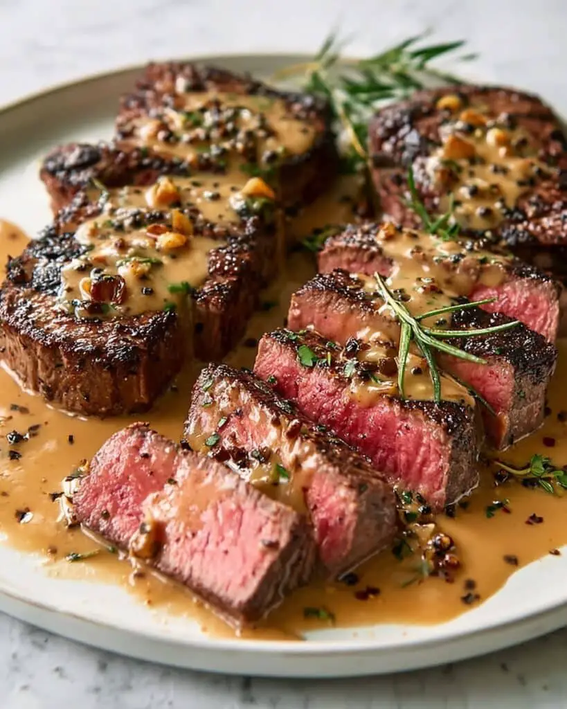 French Seared Steak with Cognac Cream Sauce Recipe
