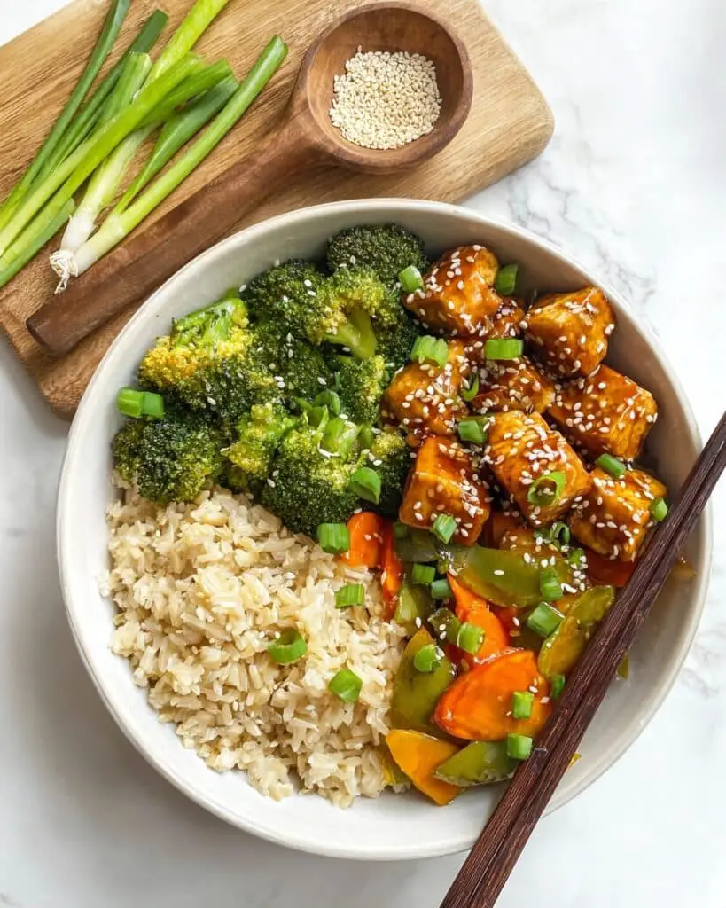 Chicken Teriyaki Bowl with Stir-Fried Veggies and Brown Rice Recipe